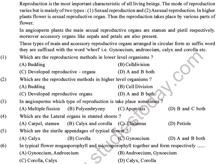 Neet Biology Reproduction In Flowering Plants Mcqs Set A Multiple Choice Questions 0566